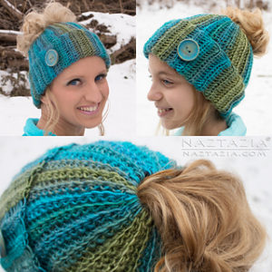 ribbed bun hat free crochet pattern, free crochet patterns on ravelry, free crochet hat pattern, messy bun hat, messy bun hat patterns