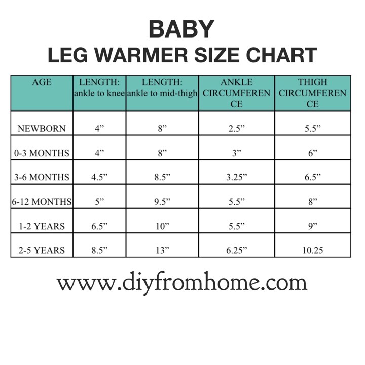 leg warmer size chart - DIY From Home