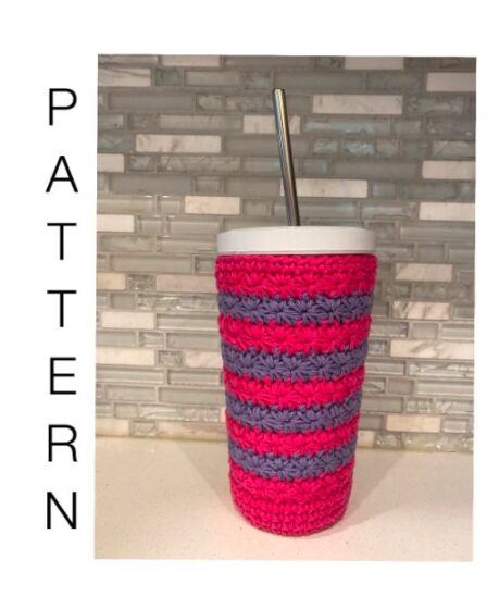 crochet tumbler sleeve, crochet tumbler sleeve with bottom, crochet tumbler sleeve pattern, how to crochet a tumbler sleeve, crochet cup sleeve, crochet mug sleeve, how to crochet a tumbler sleeve, how to crochet a cup sleeve, crochet sleeve with bottom, star stitch, star stitch tumbler sleeve, star sleeve crochet pattern