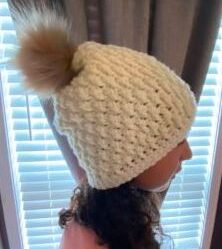 crochet hat pattern, alpine stitch pattern, crochet hat with pompom