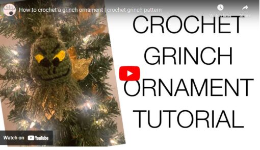 grinch, grinch ornament, last min crochet pattern, quick crochet Christmas ornament, quick crochet projects, crochet tree ornament