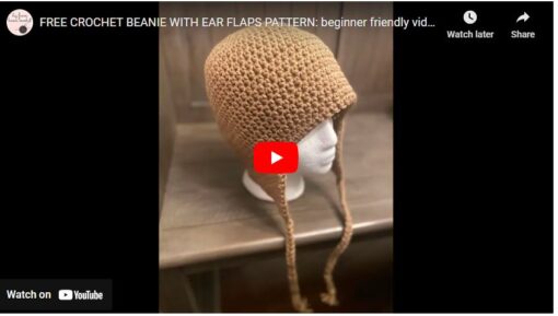 beanie with earflaps, crochet beanie, crochet beanie tutorial, free crochet beanie pattern, how to crochet a beanie, beanie pattern for beginners