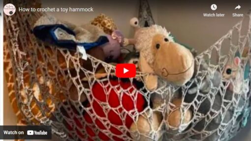 crochet hammock, crochet toy hammock, how to crochet a hammock, crochet toy storage, crochet hanging basket, crochet hanging basket video tutorial